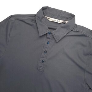 Travis Mathew Polo Shirt Mens Large Gray Solid Pima Cotton Blend Golf Casual